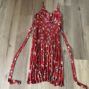 Orange floral midi dress - Medium